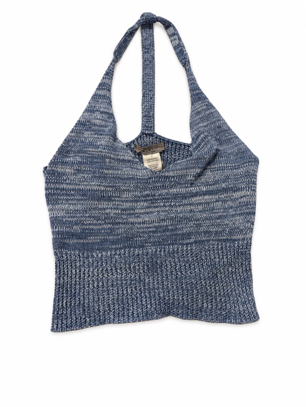 Sans Souci Blue Halter Knit Crop Top